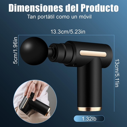 Pistola de Masaje Muscular 4 Cabezas Intercambiables – 6 Velocidades